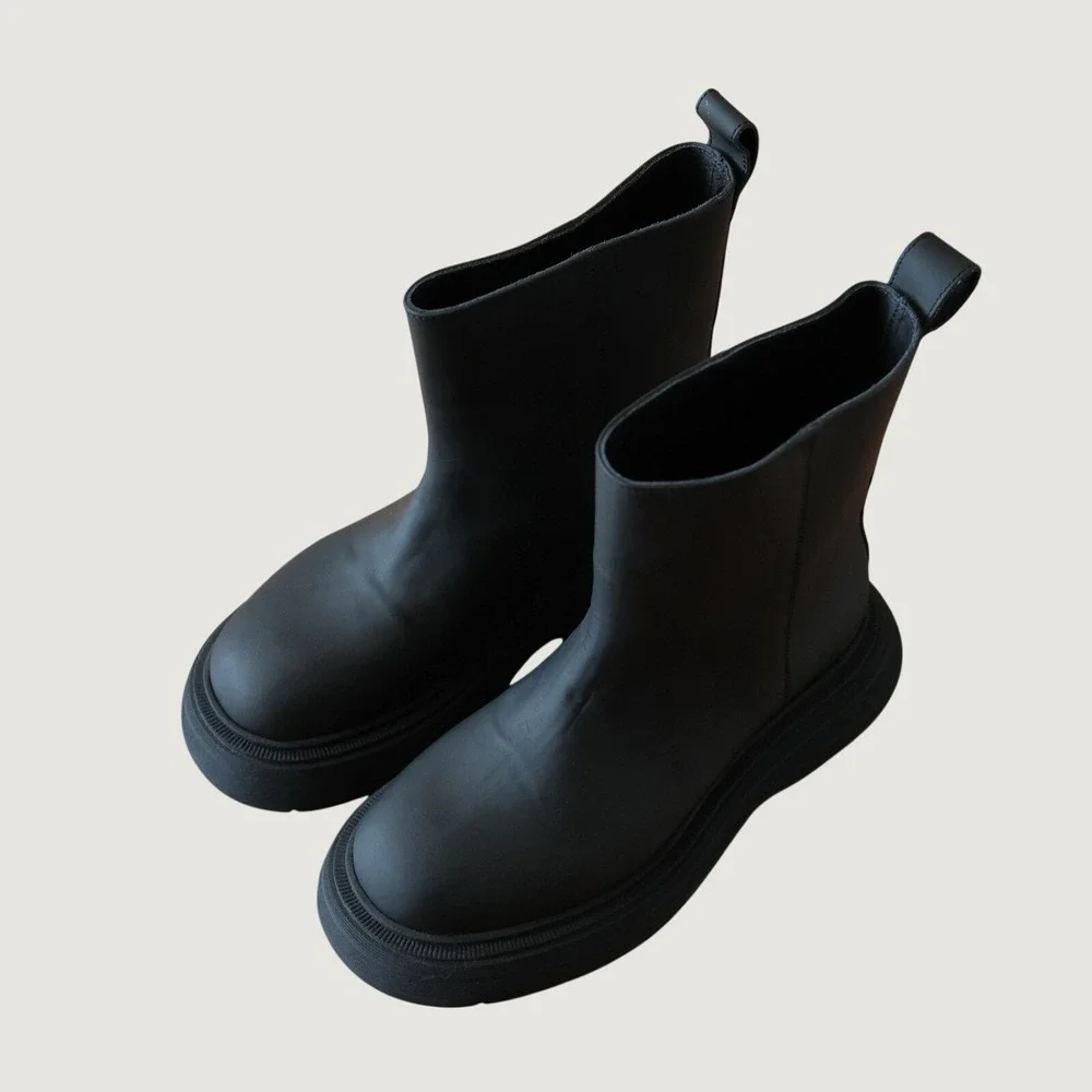 Gia Borghini Marte Ankle Boots Womens Black Lug Sole Chunky‎ Gorpcore Platform